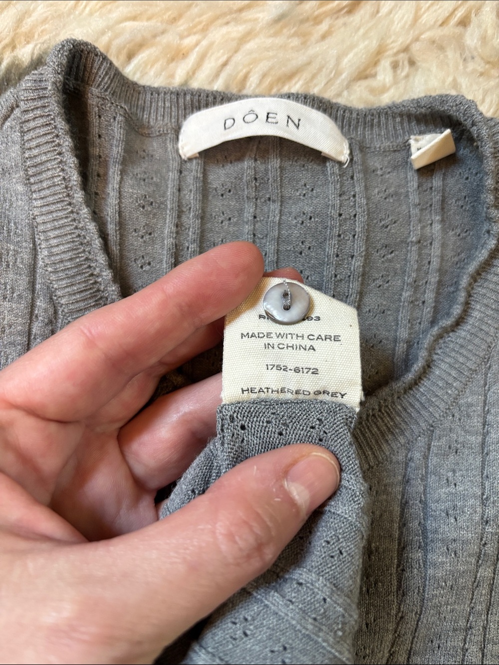 Doen Light Gray Ribbed Button-Front Top - Picture 9 of 17